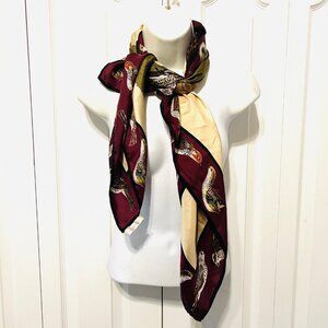 Perry Ellis-Women's Owl/Bird Vintage 100% Silk Scarf/Wrap-36" x 34"-Colorful